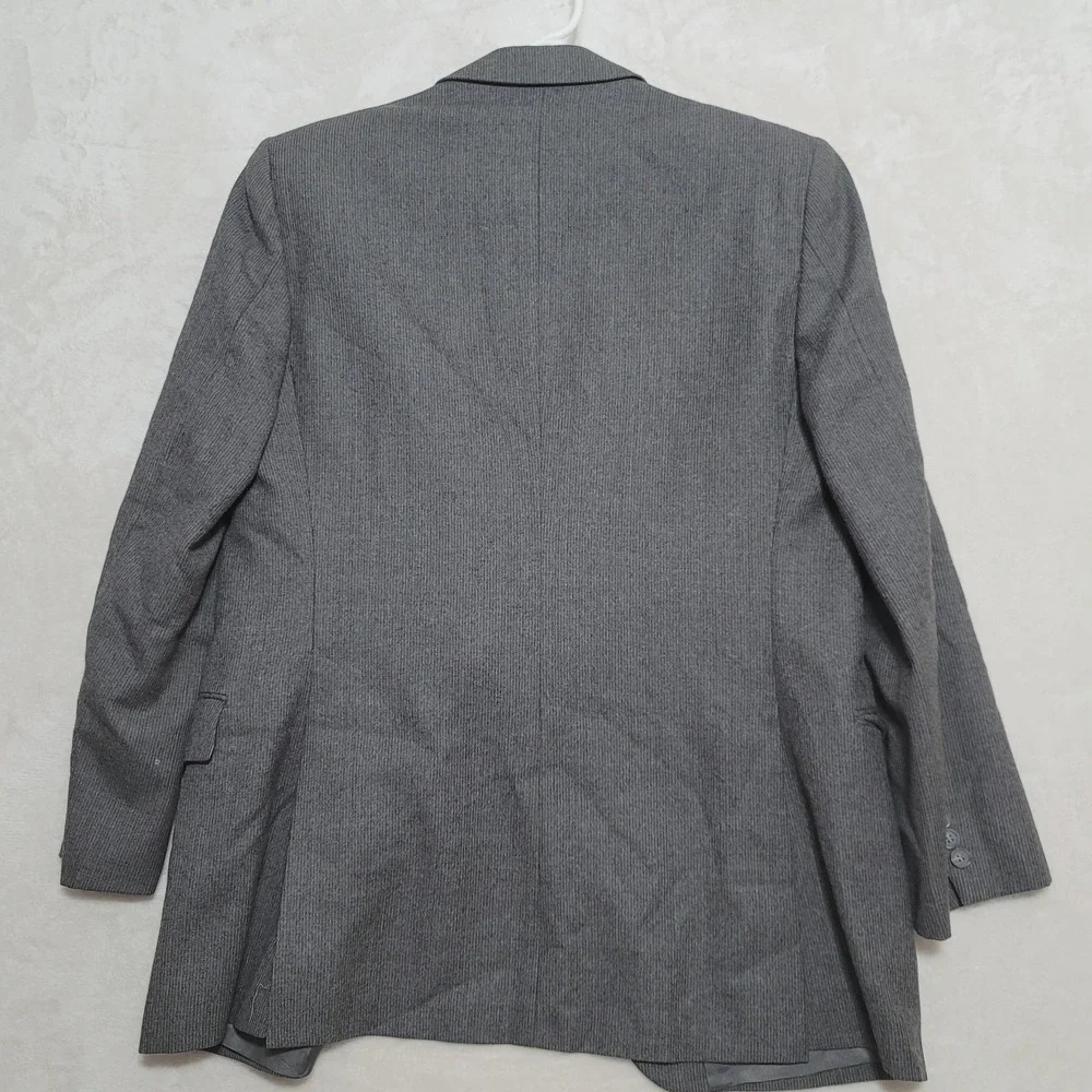 Yves Saint Laurent Blazer Mens Large Gray Pinstripe Wool Made in France Jacket